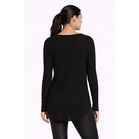 Chaser Waffle Knit Top Womens Small Black Long Sleeve NWT - Picture 2 of 5